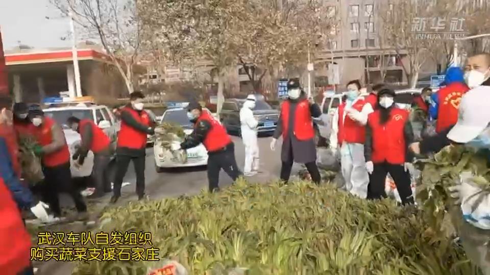 武漢車(chē)隊(duì)自發(fā)組織購(gòu)買(mǎi)的蔬菜，到石家莊了！